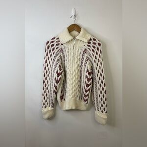 Anthro Pilcro Cable Knit Wool Blend Sweater Size MP